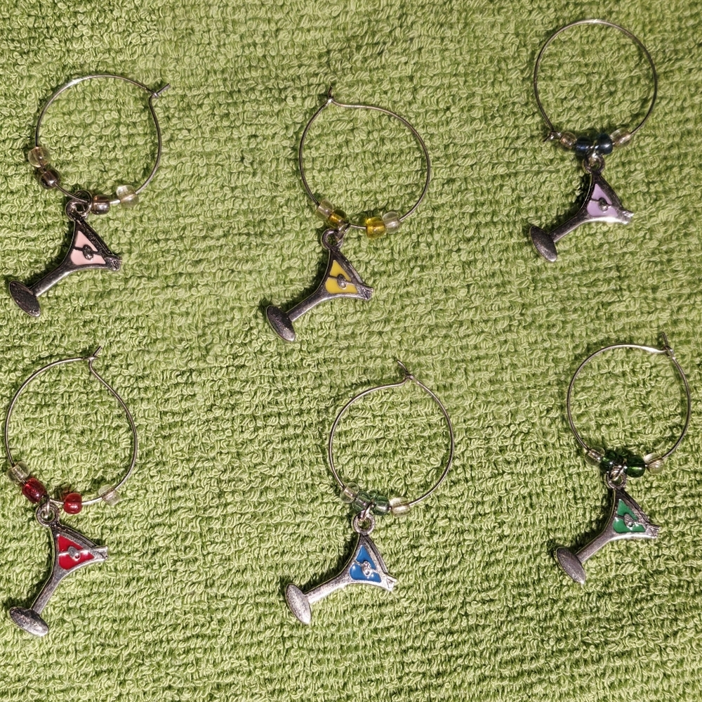 Cocktail Glass Wine Charms- Set Of 6